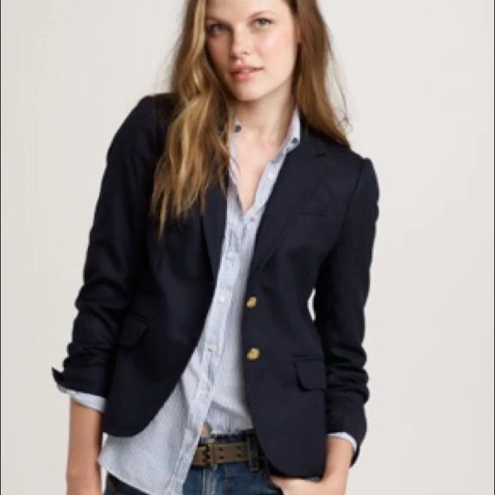j. crew schoolboy navy gray pinstripe blazer